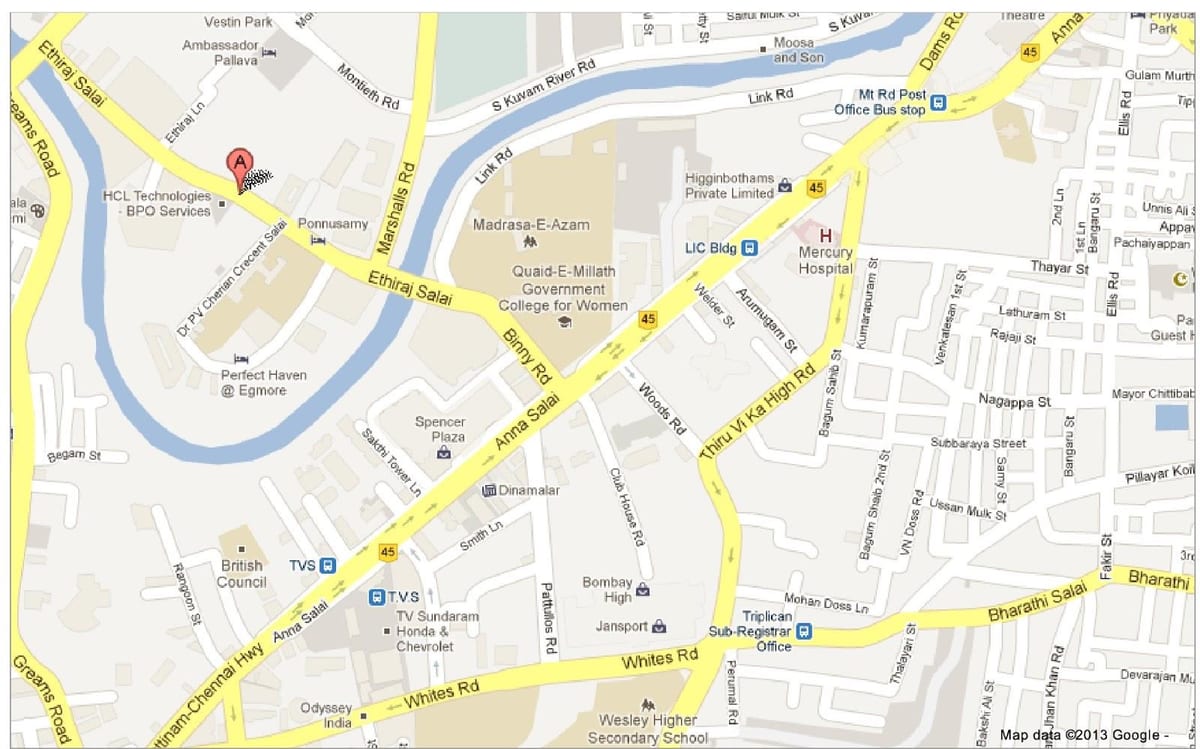 Anna Salai, Chennai kartta