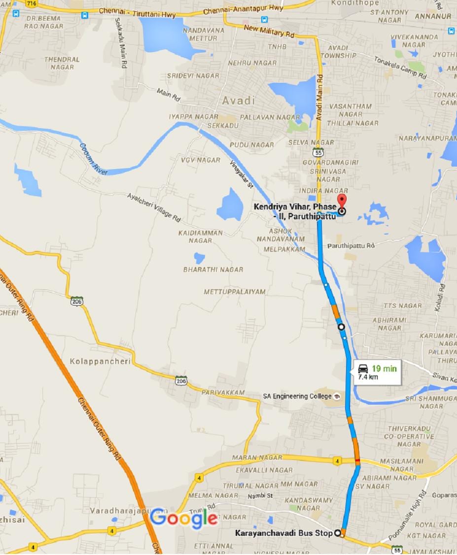 Chennai Avadi kartta