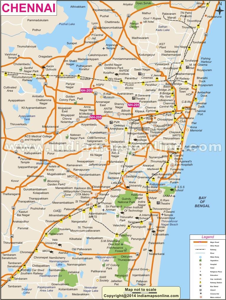 Chennai kaupungin koko kartta