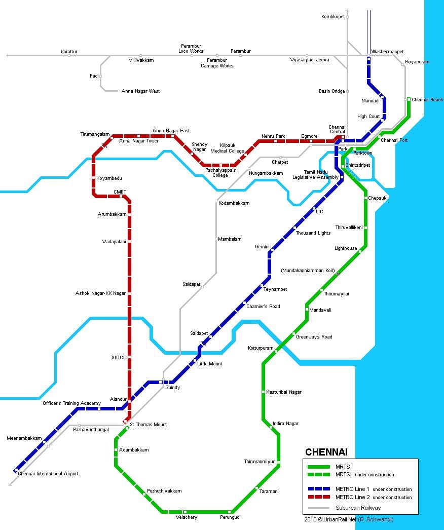 Chennai metro asemat kartta