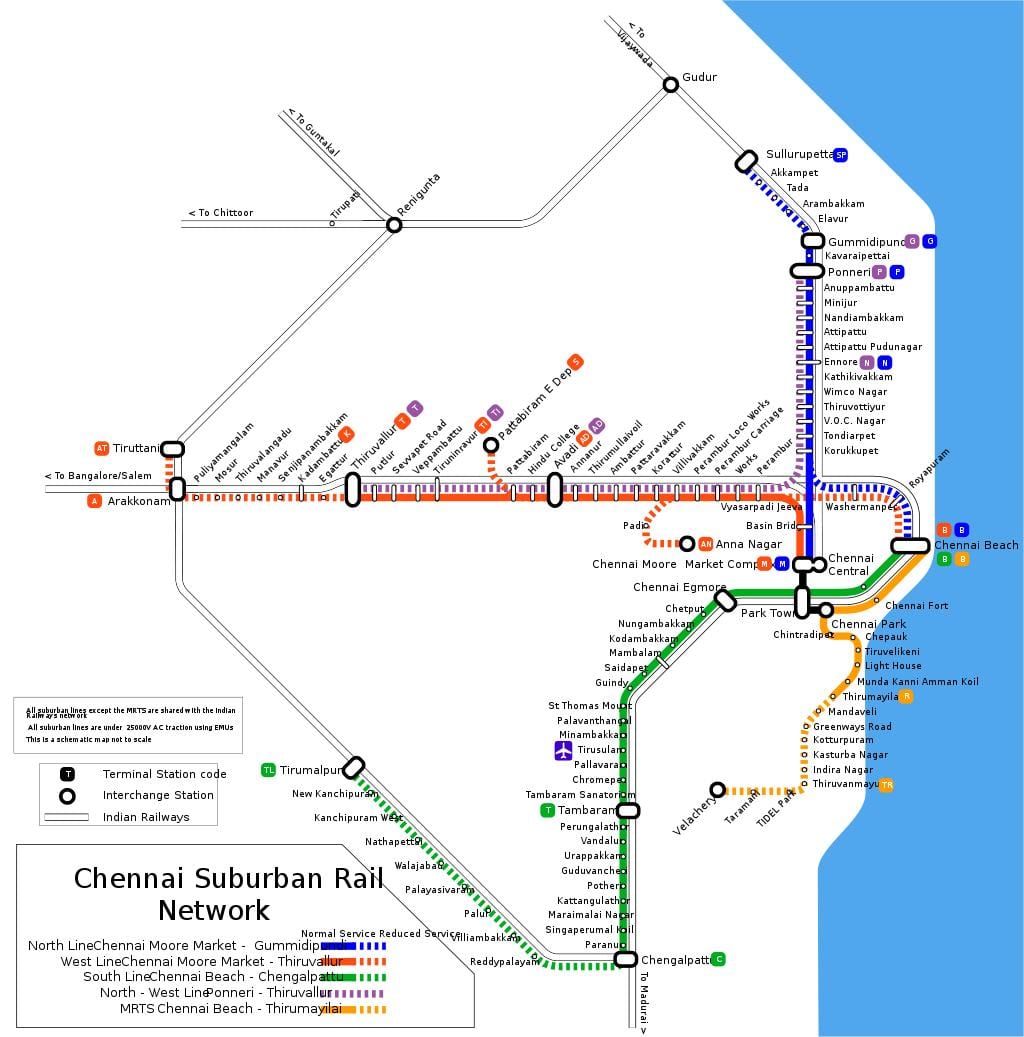 Chennai suburban railway kartta