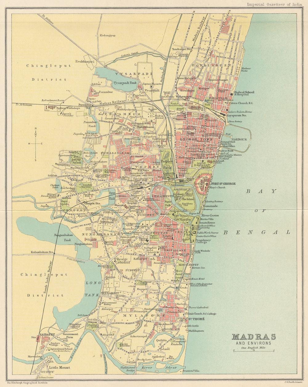 vanha kartta Chennai