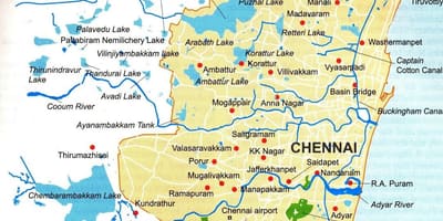 Chennai vesistöjen kartta