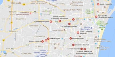 Kartta Chennai Sairaalat 